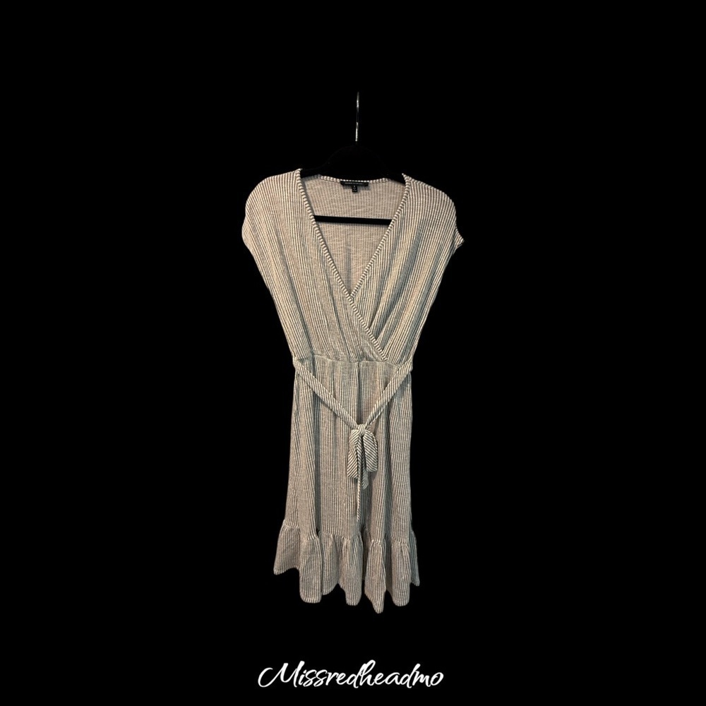 Caution To The Wind Gray Striped Dress